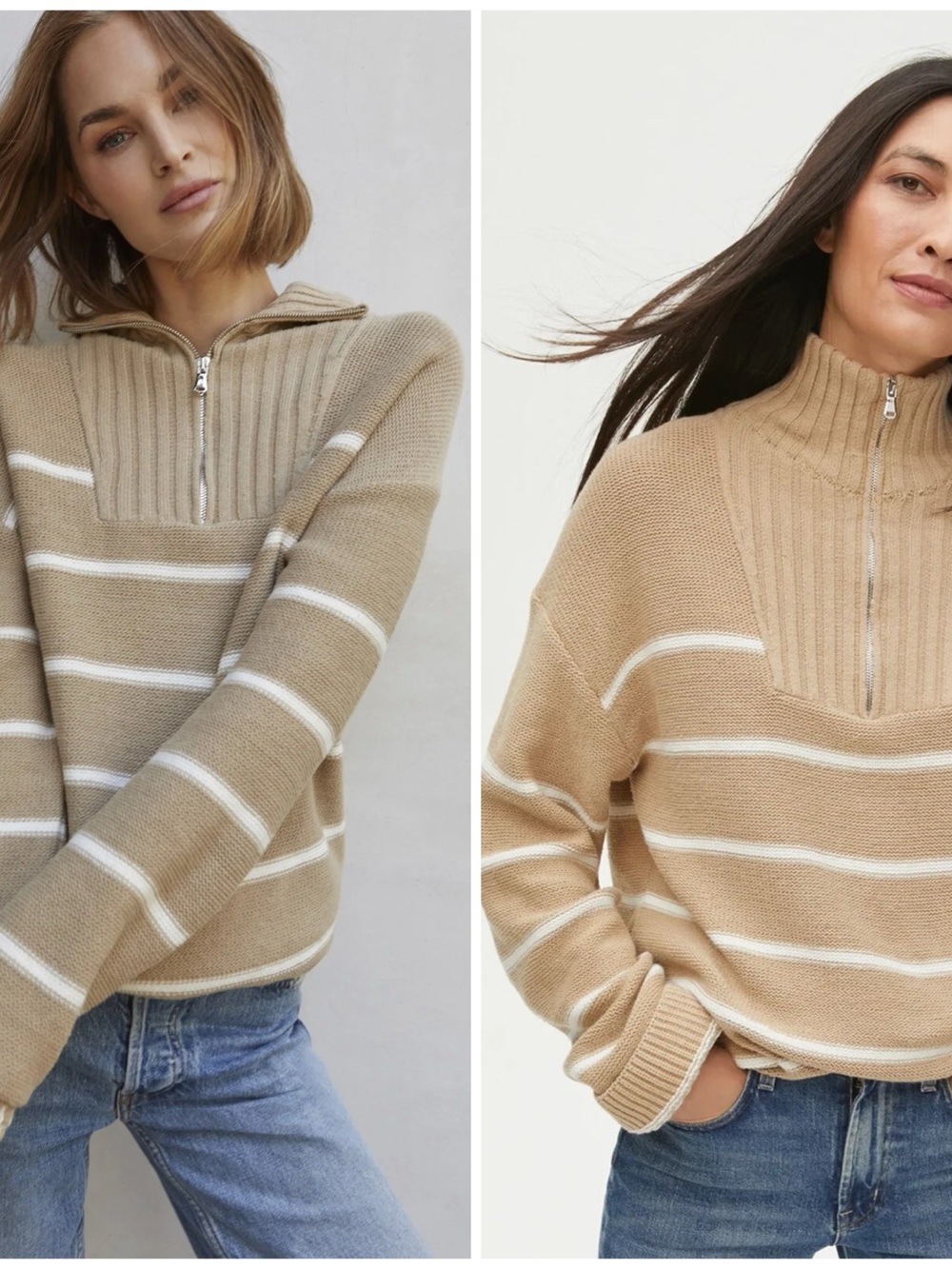 Michael Stars Emelie Stripe Sweater In Sand XS